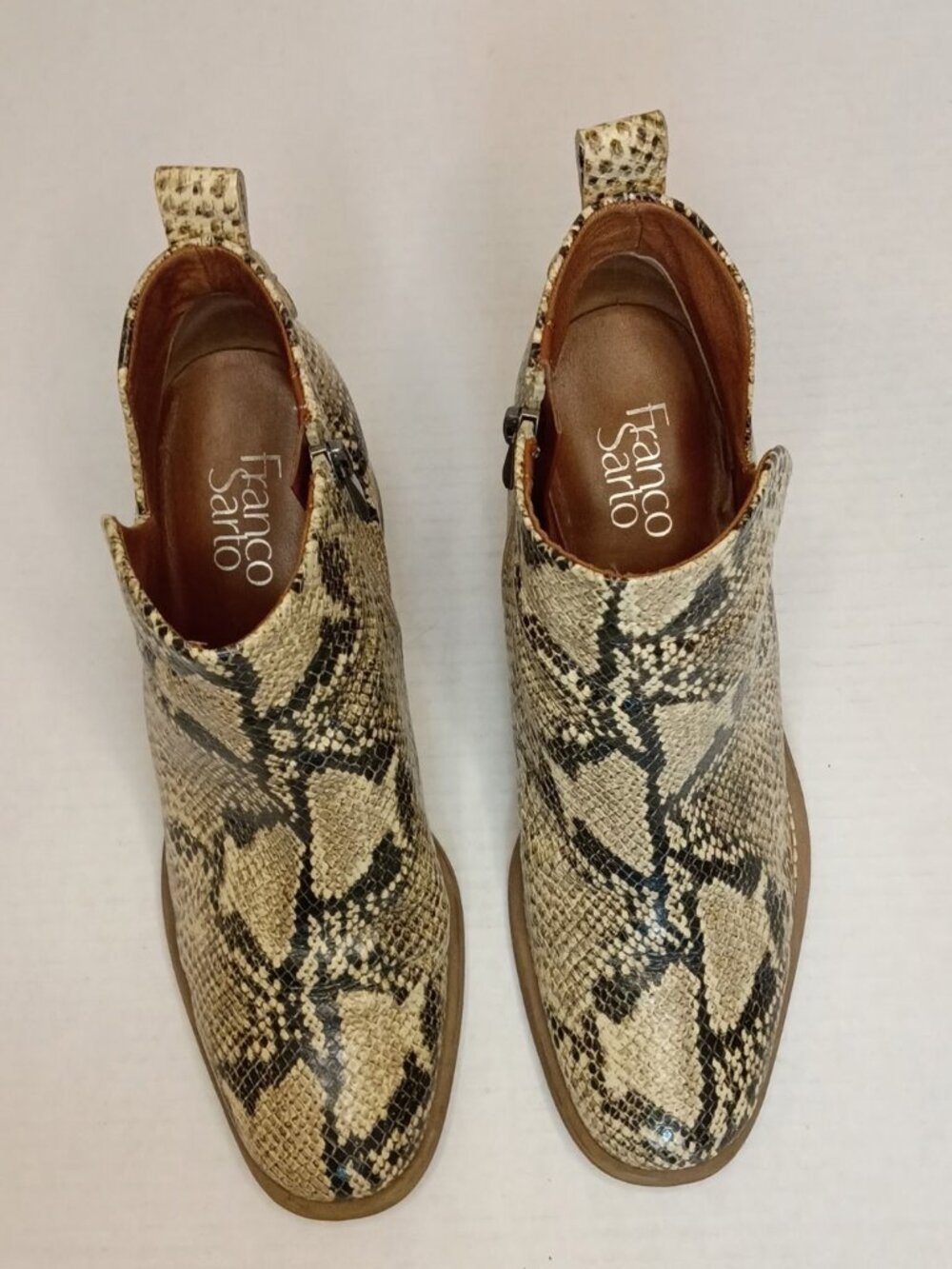 Franco Sarto Klora Roccia Snakeskin Ankle Boots Women's Size 9M